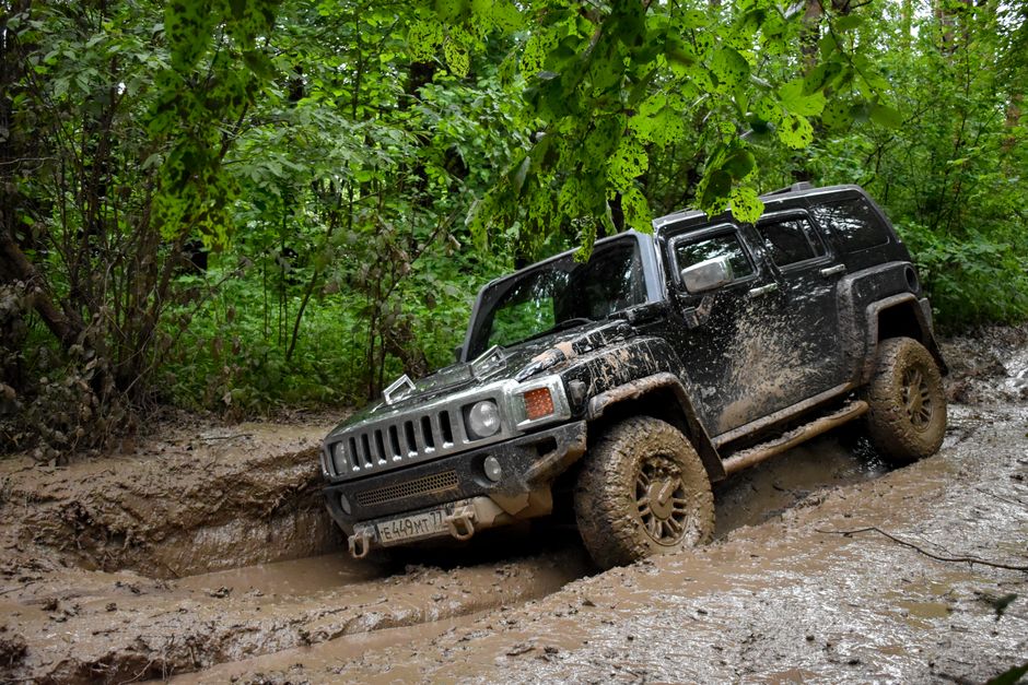 Four-wheel-drive vehicle on a rural road