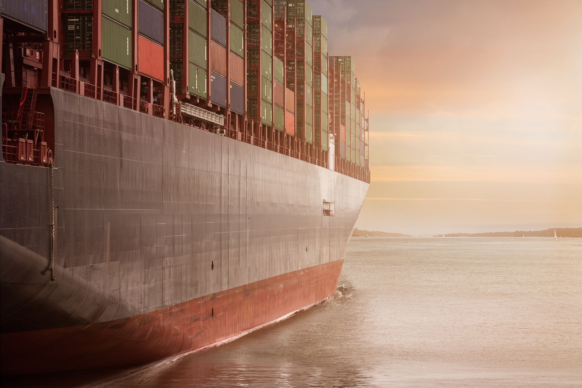 Container ship under way at sea
