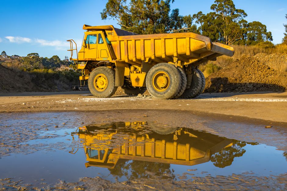 Haul truck at an open-pit mining operation