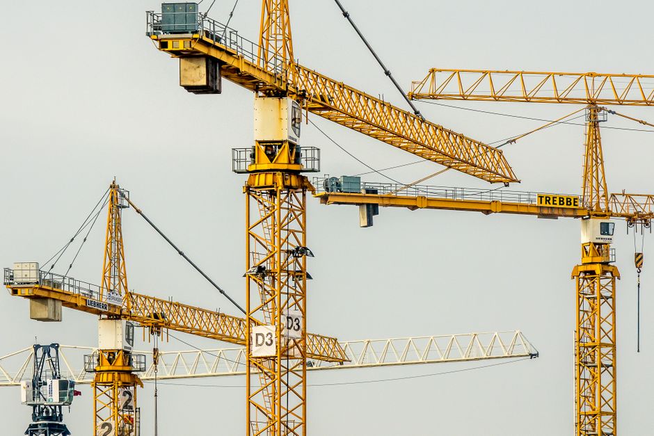 Tower cranes on a construction site