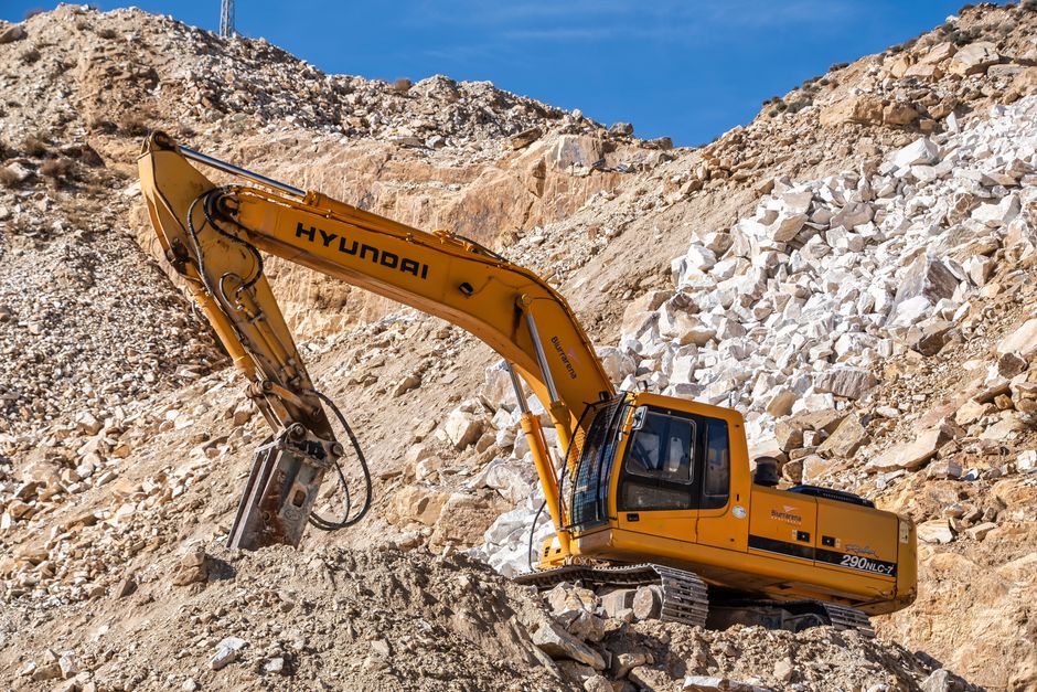 Excavator at a mining site